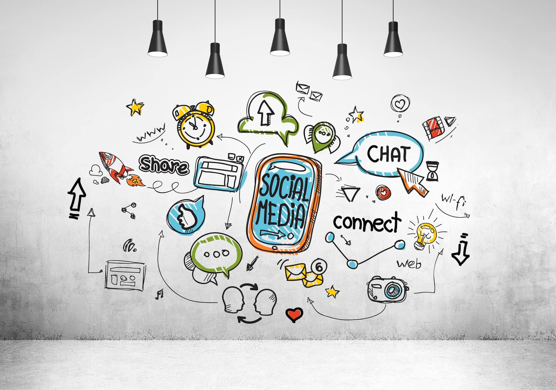 A sketch showcasing the many elements related to one's personal brand and online presence.