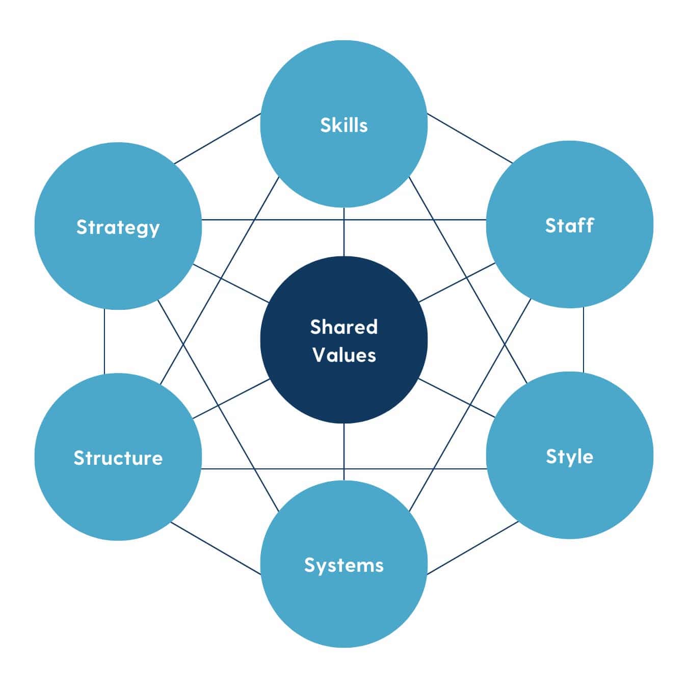 Visual representation of McKinsey's 7-S Framework.