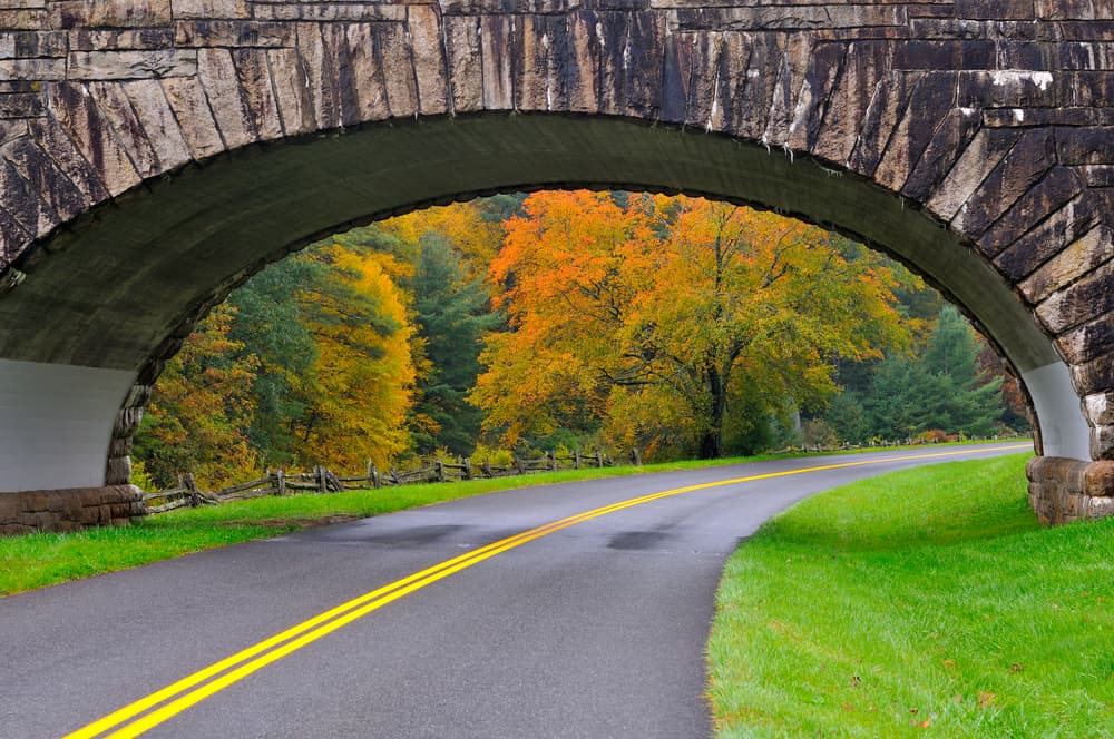 Beautiful Stone Bridge over the Blue Ridge Parkway in Virginia near the North Carolina border.