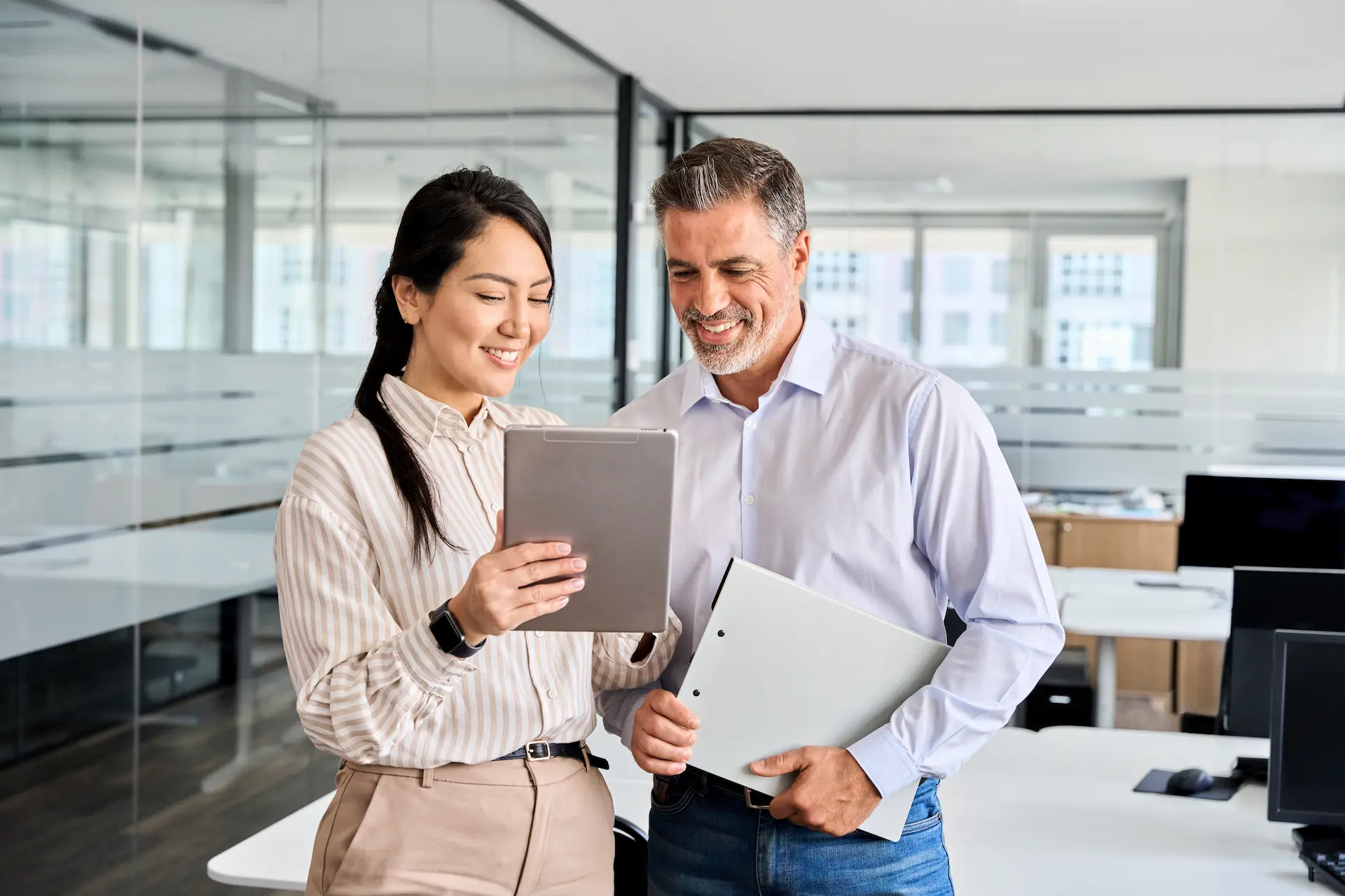 A woman consulting some ideas with her mentor.