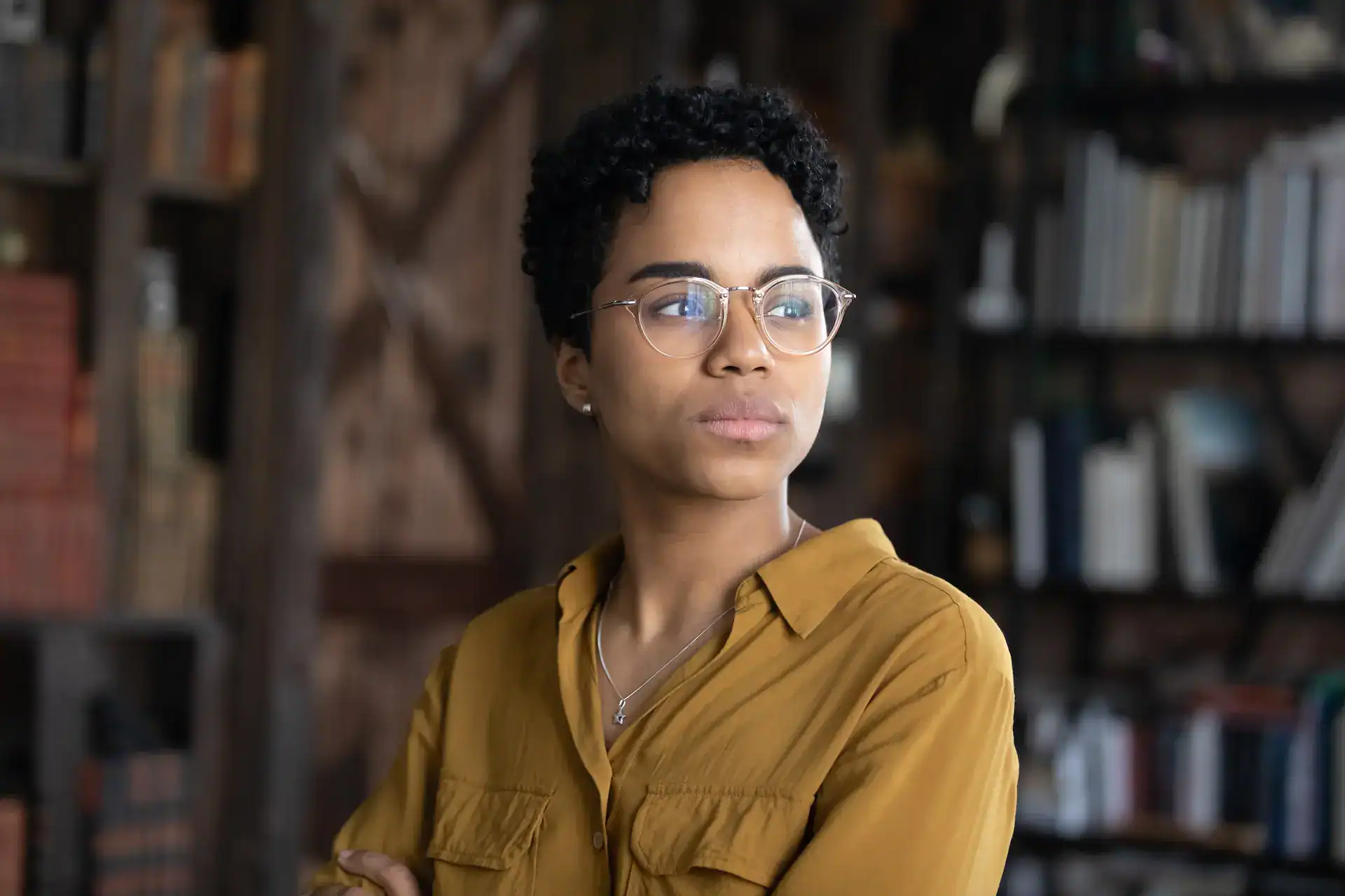 A woman showing hope on her face as she learns to counter the voice of her inner critic.