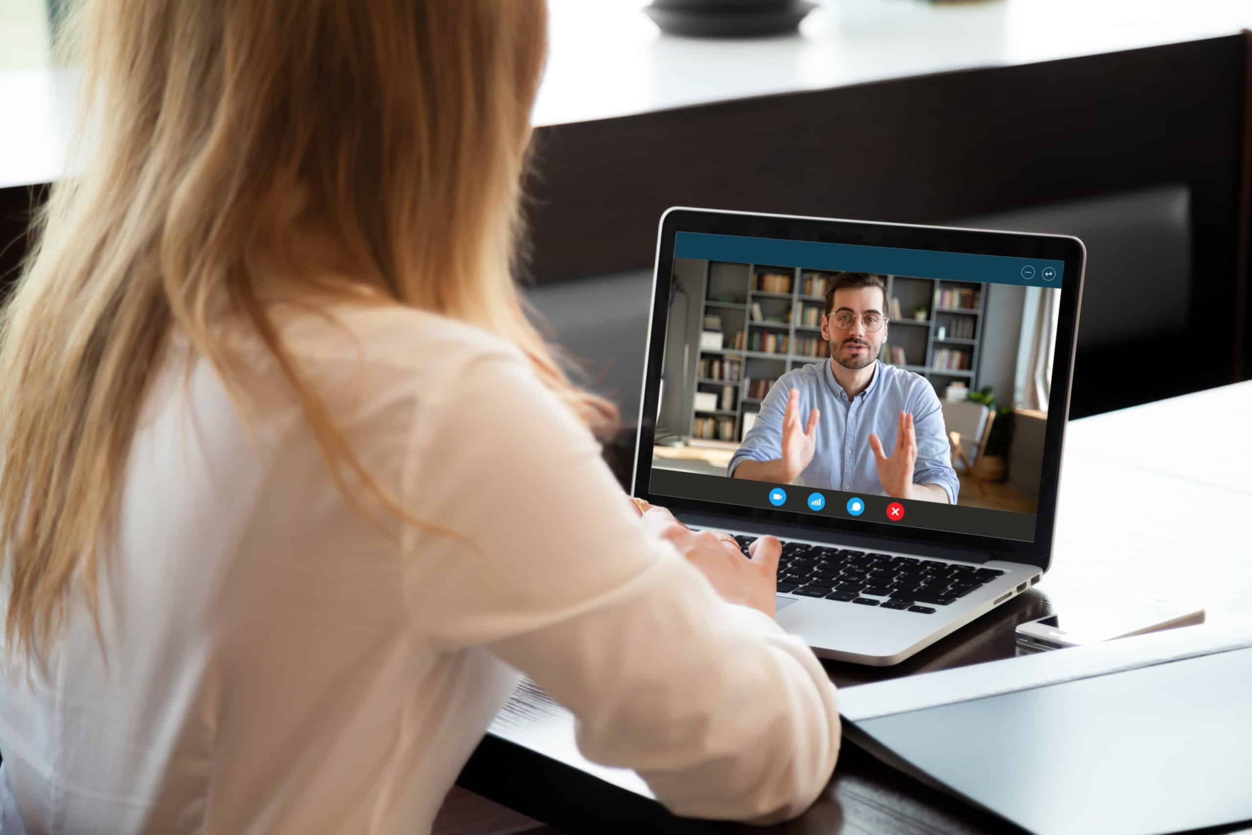 Professional participating in a virtual career coaching session with a PathWise coach.
